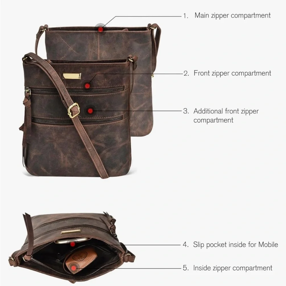 Leather ESTALON Bohemian/Crossbody Bag - Picture 11 of 16